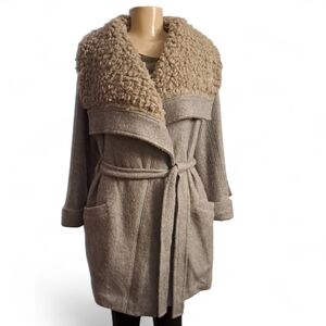 Free People Wool Blend Sherpa Lined Wrap Coat M/L